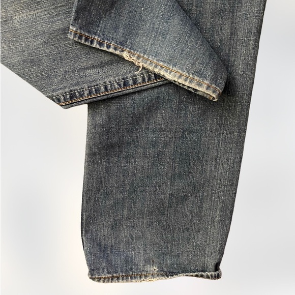 VTG Y2K basic code embroidered baggy distressed skater streetwear jeans 38/32 - Picture 4 of 12